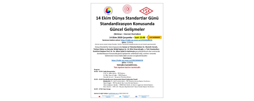 14 Ekim Dünya Standartlar Günü Web duyurusu