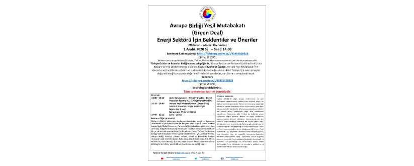 Avrupa Birliği Yeşil Mutabakatı (Green Deal) Enerji Sektörü İçin Beklentiler ve Öneriler